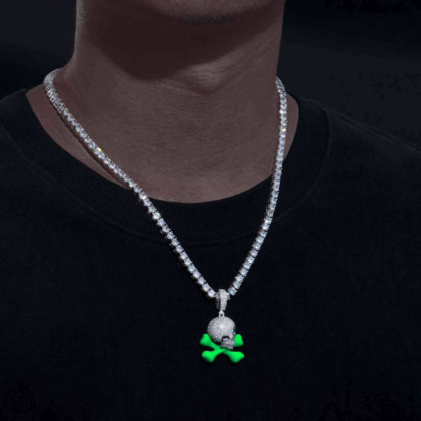 Glowing Skeleton Danger Sign Pendant