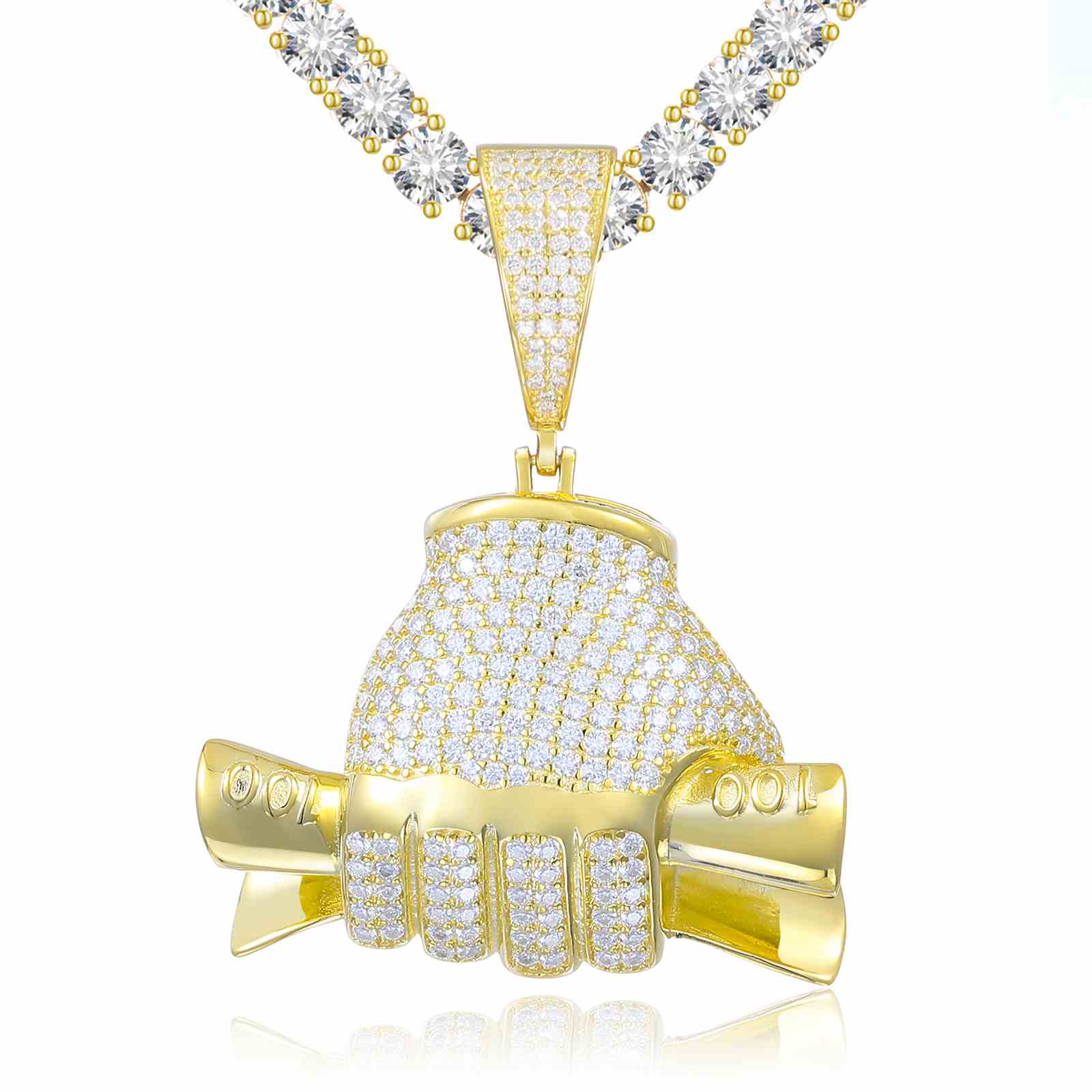 Hand Grabbing Dollar Bill Pendant