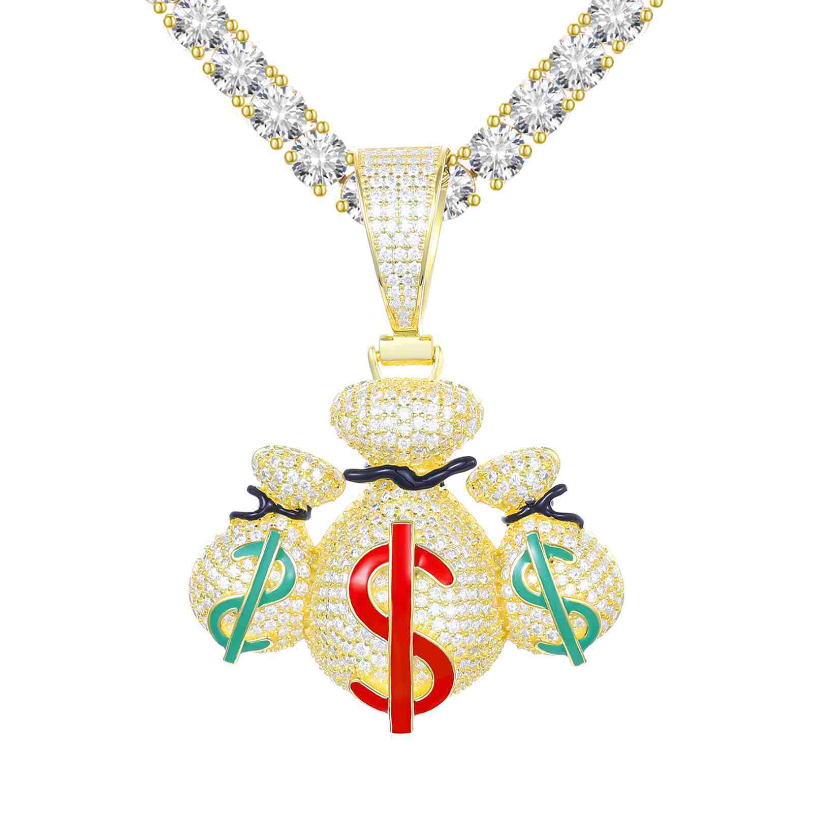 Three USD Dollar Money Bag Pendant