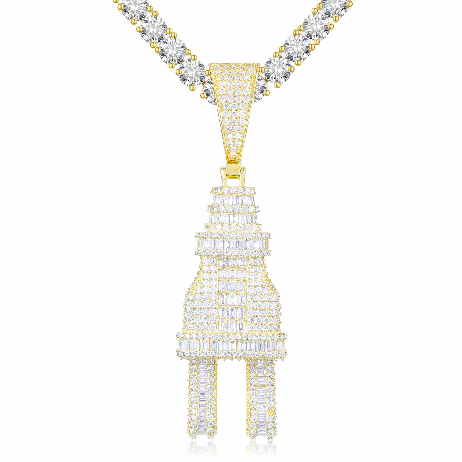 Iced Out Baguette Plug Pendant