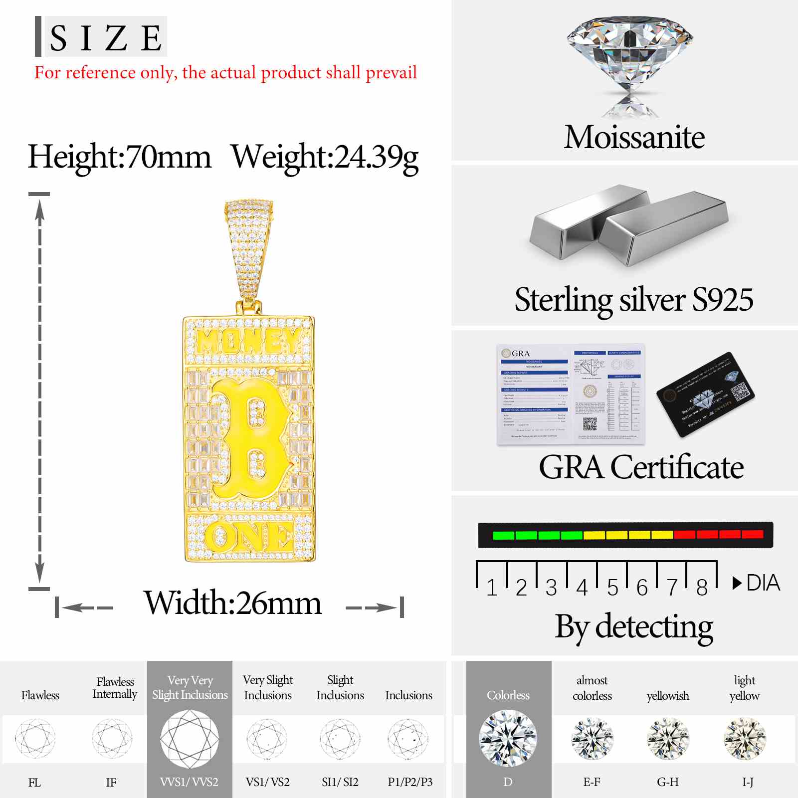 Baguette Tag Glowing Letter Pendant