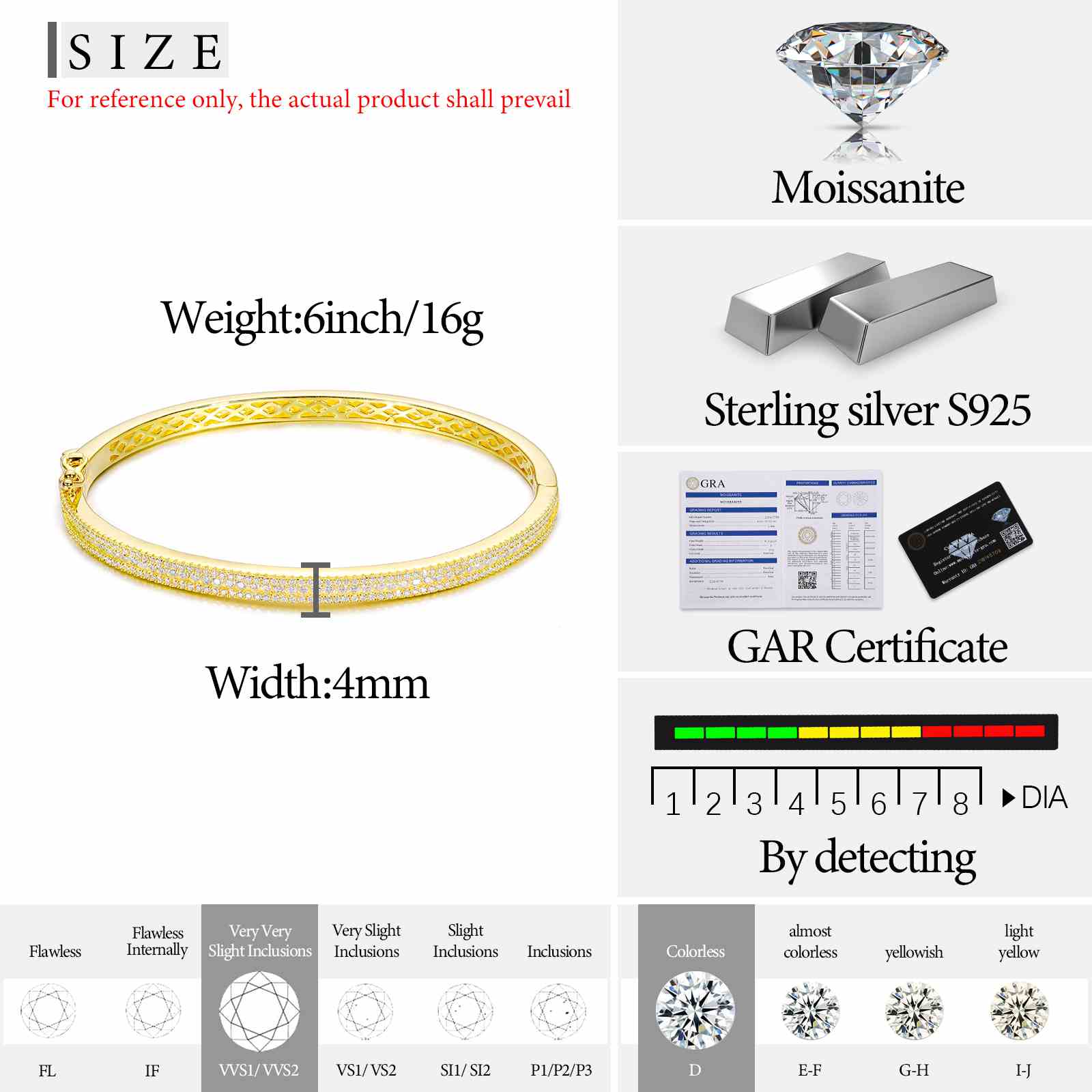 4mm 3 Rows Bracelet Bangle