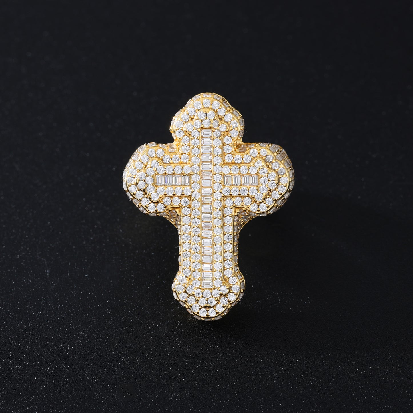 925 Silver Moissanite Domed Cross Ring for Men TQR0420