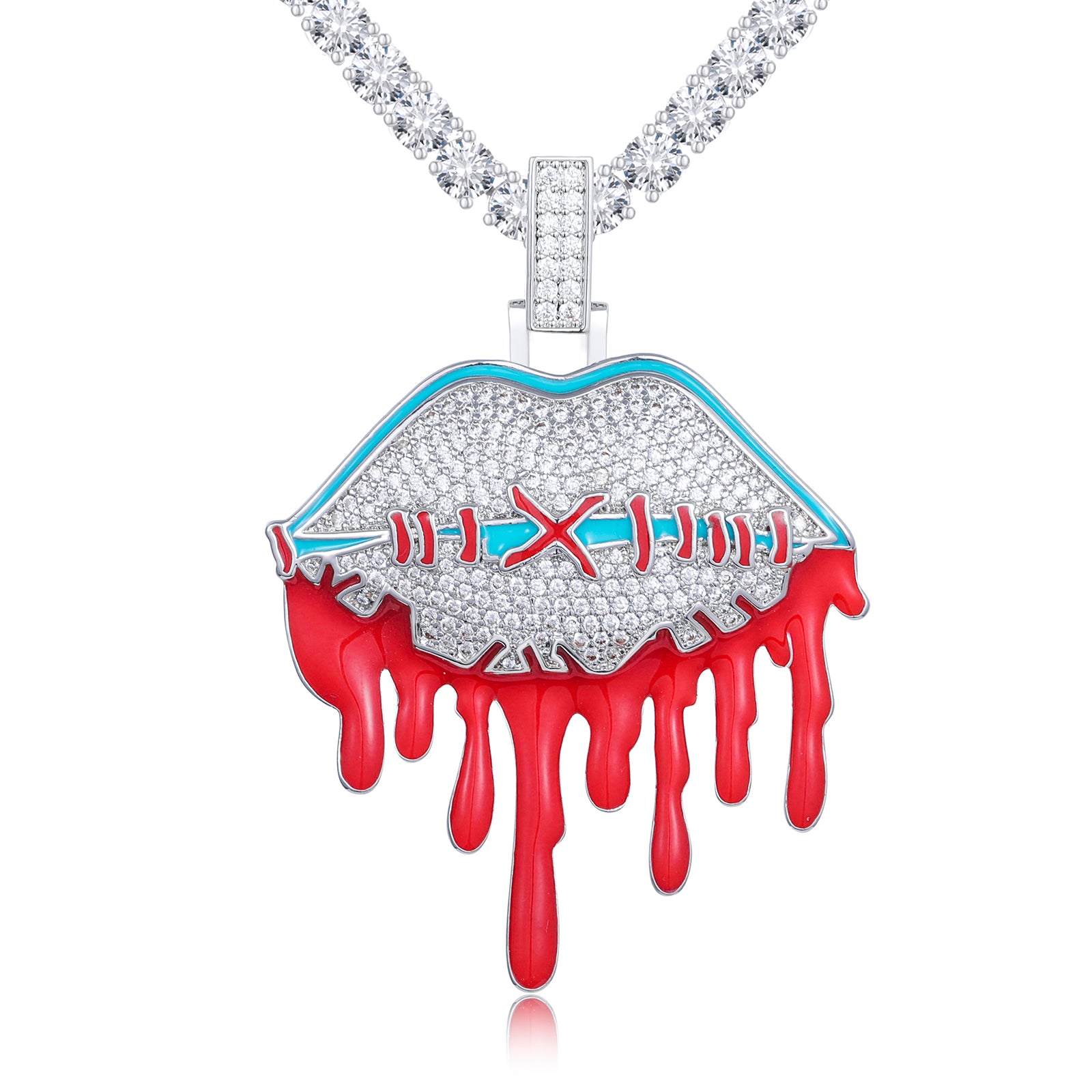 Glow In The Dark Stitched Lips Pendant