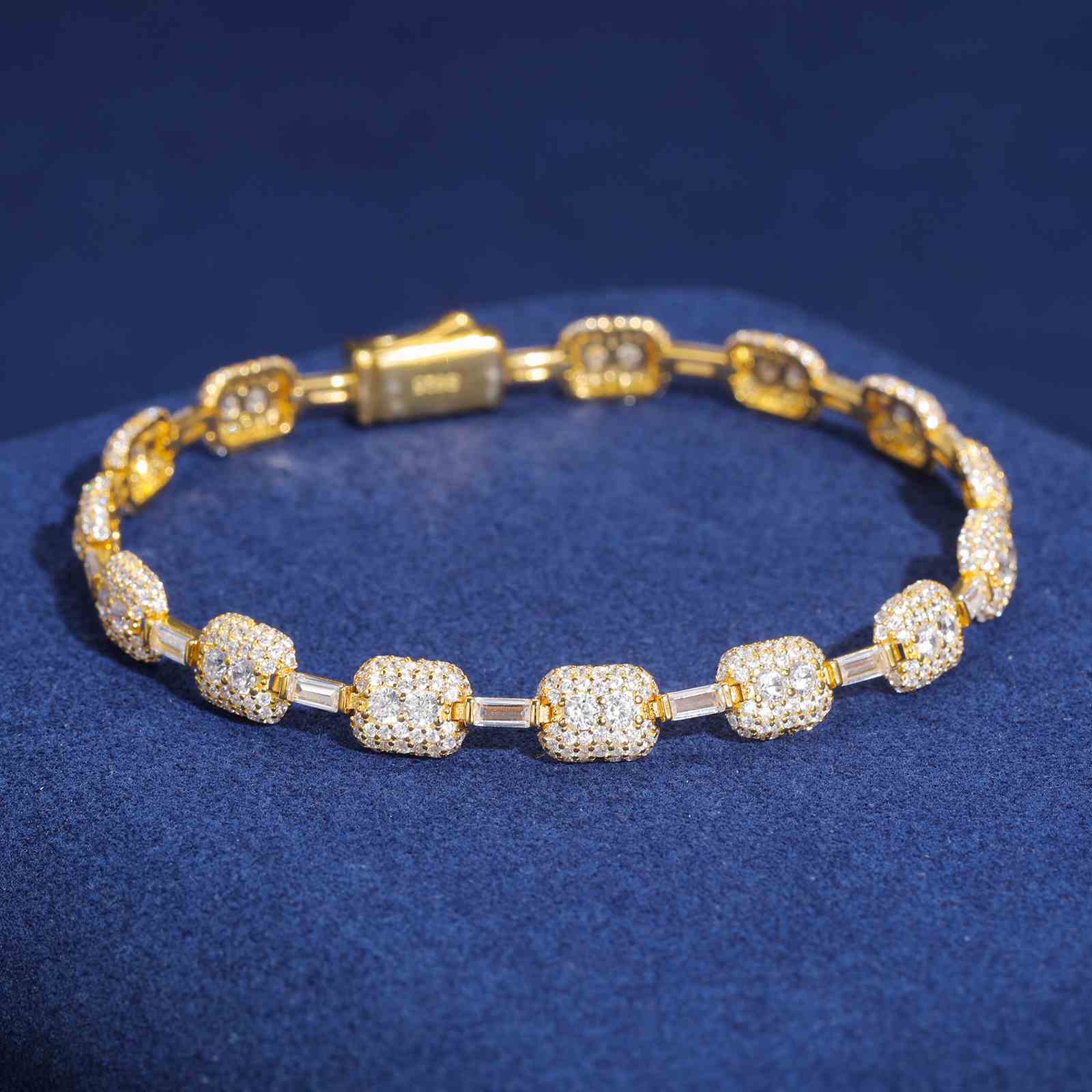7mm Baguette Moissanite Link Bracelet