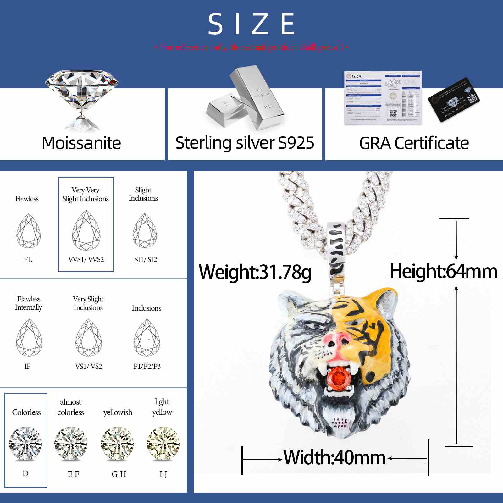 Enamel Double Fury Tiger Pendant