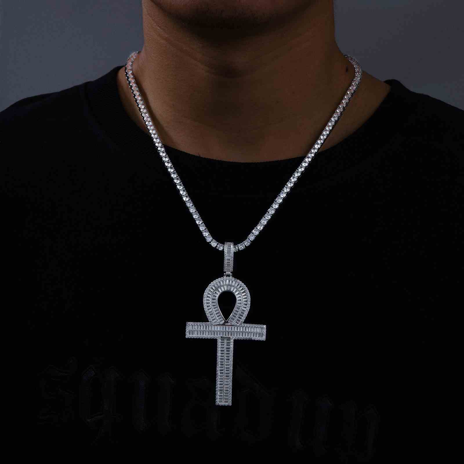 3 Size Baguette Ankh Cross Pendant