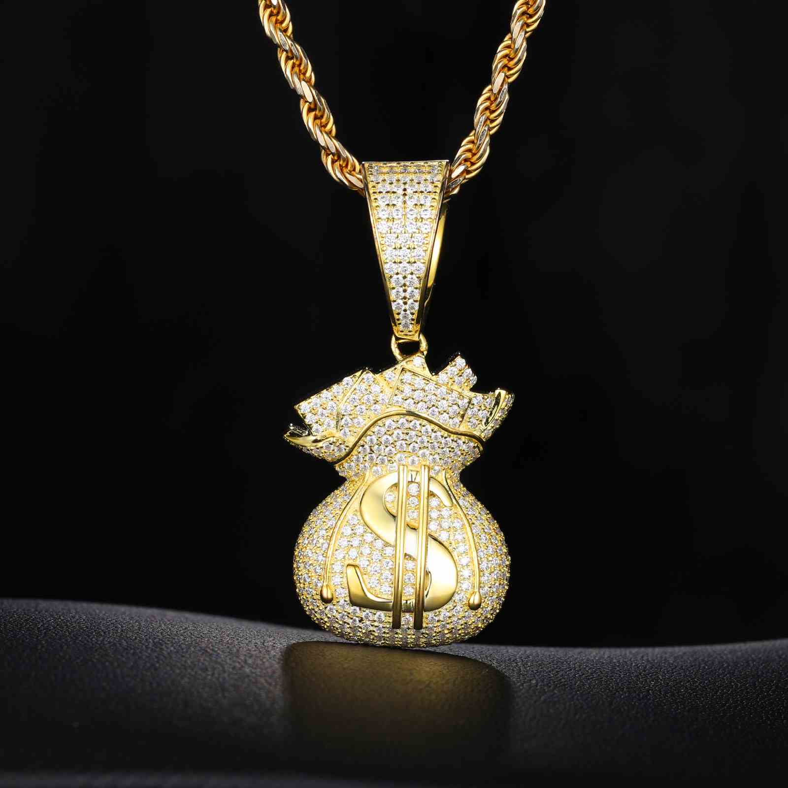 Iced Out Dollar Charm Pendant