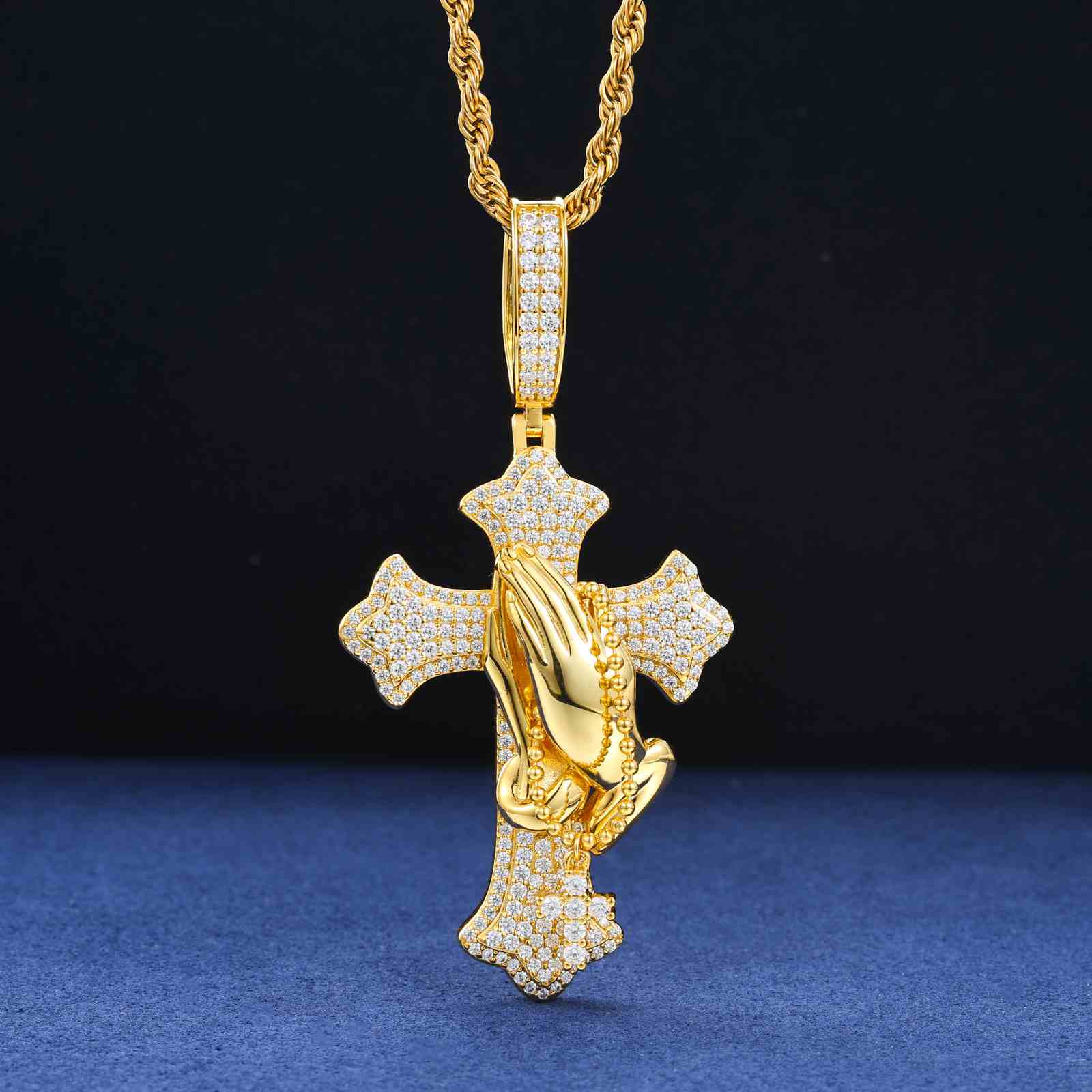 Iris Cross Pray Hands Link Small Cross Pendant