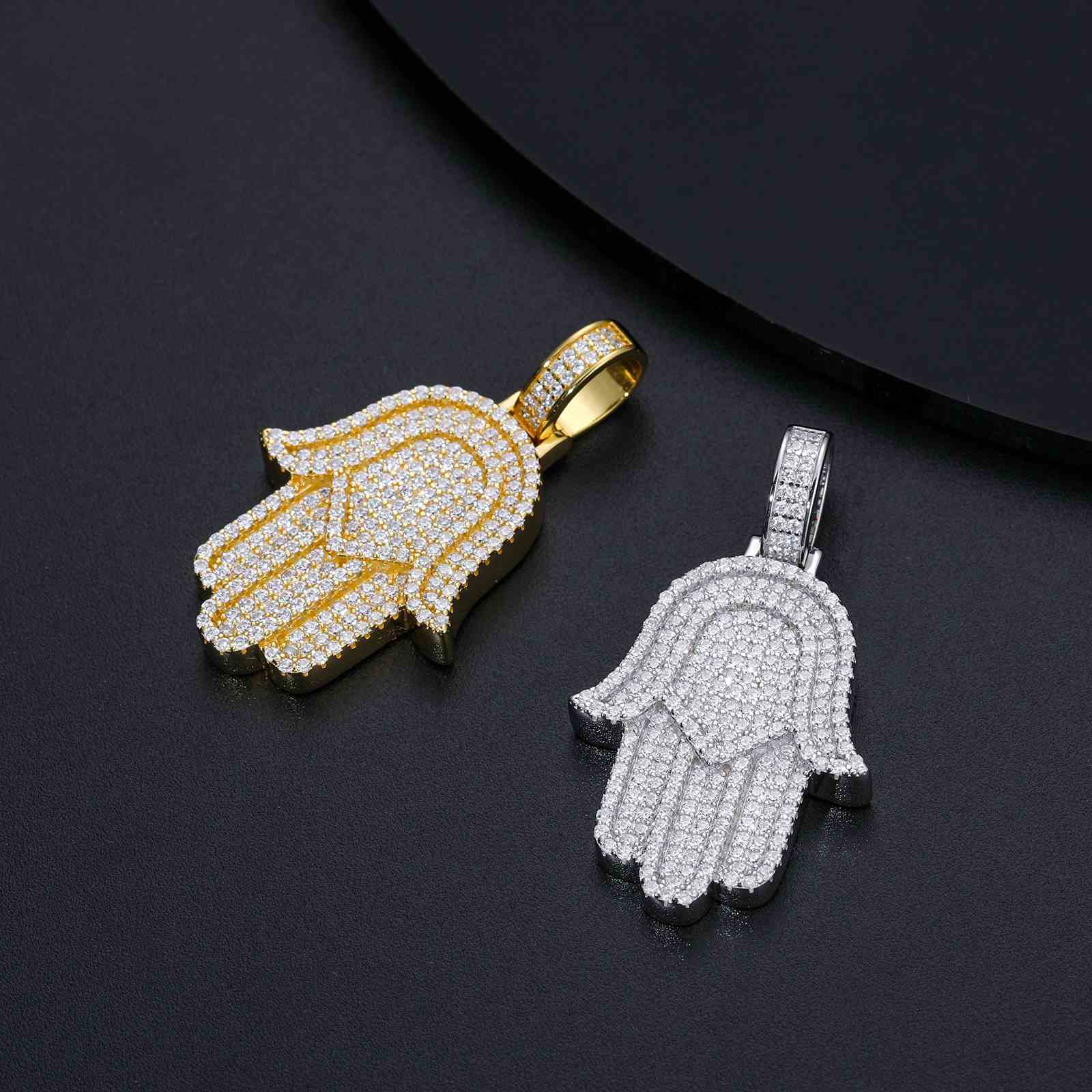 Iced Out Hamsa Hand Pendant