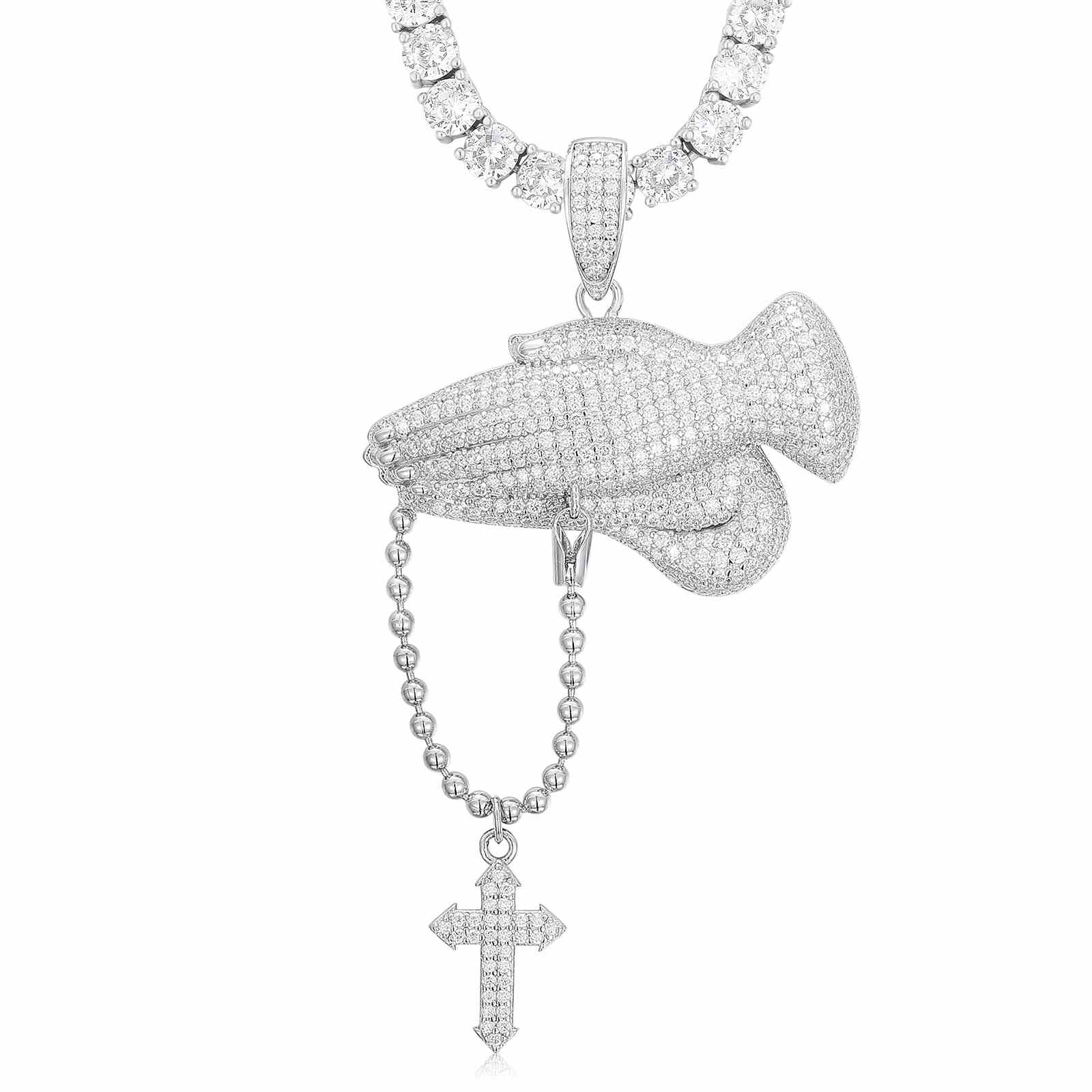 Pray Hand Pendant With Cross Charm