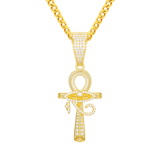 925 Silver Moissanite Iced Out Ankh Cross Pendant TQP0231