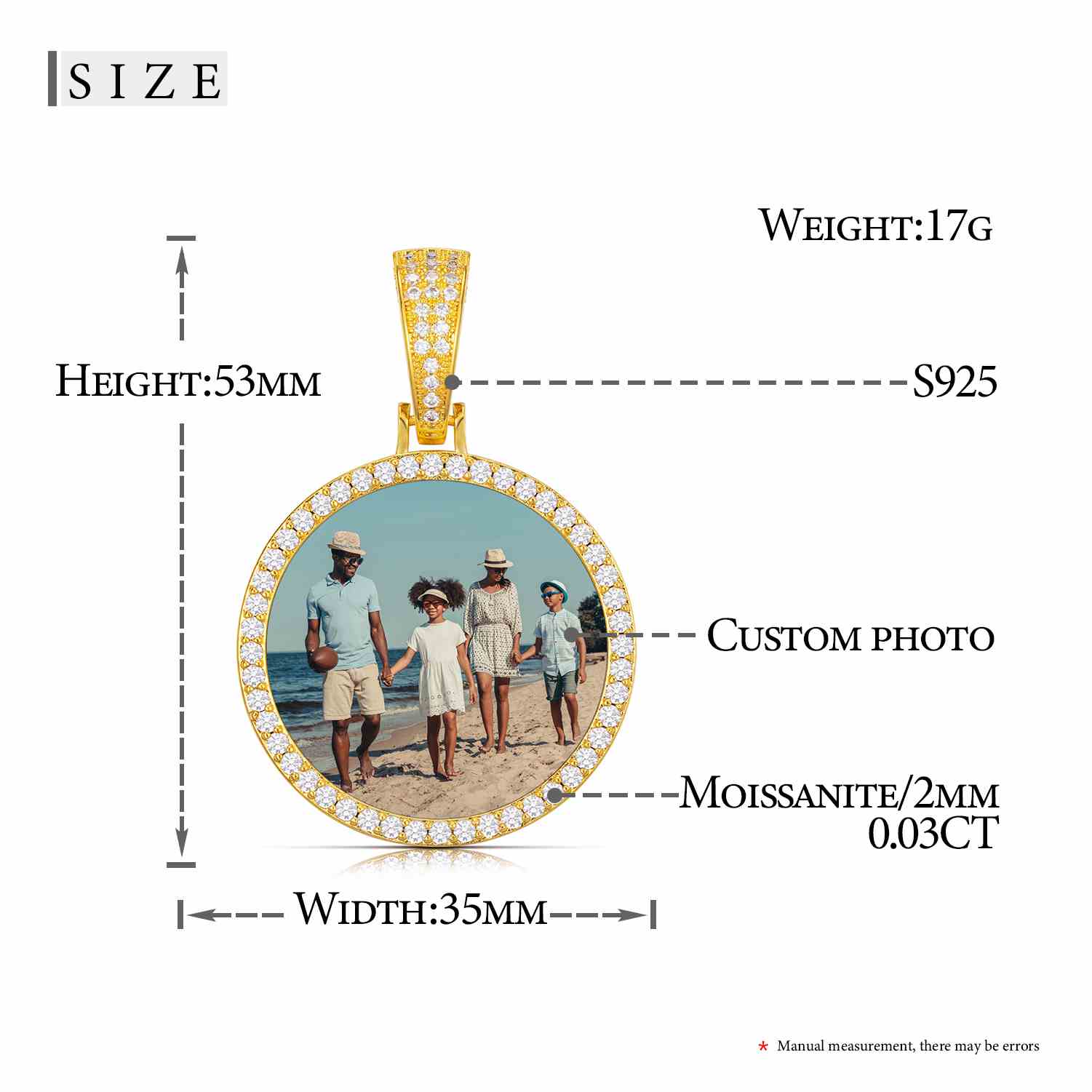 35mm Round Photo Frame Pendant