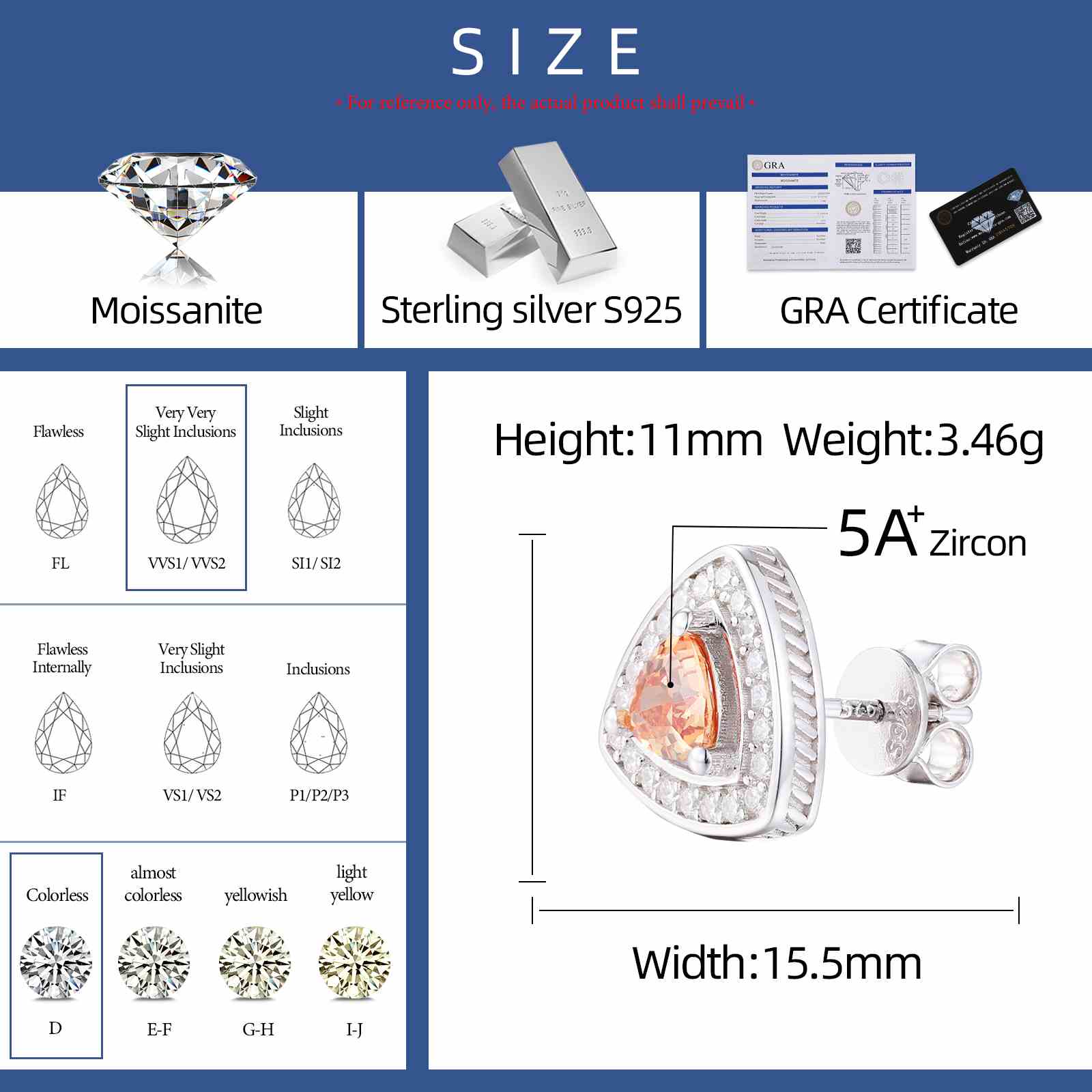 Triangle Color CZ Halo Stud Earring