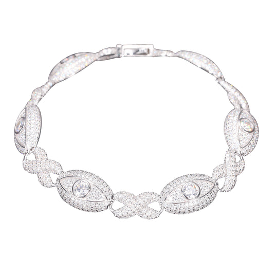 925 Silver Moissanite Eye Link Bracelet TQB0231