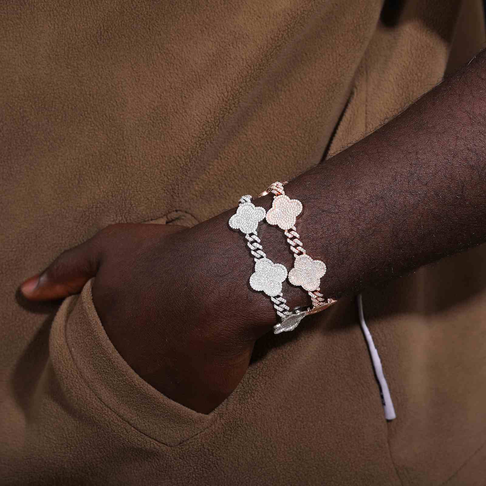 6mm Four Leaf Clover Cuban Link Bracelet