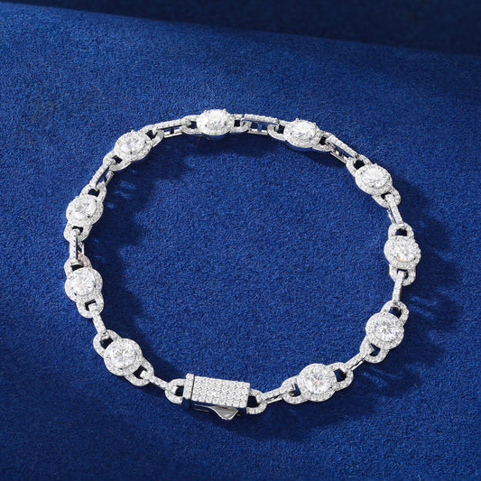 925 Silver Moissanite Round Station Tennis Bracelet TQB0253