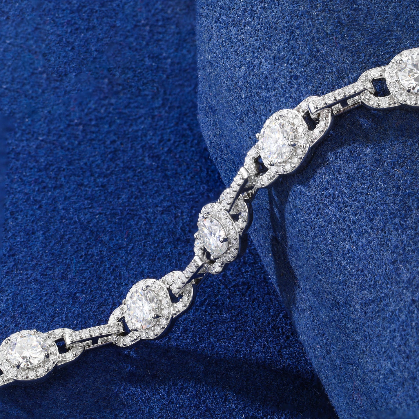 925 Silver Moissanite Round Station Tennis Bracelet TQB0253