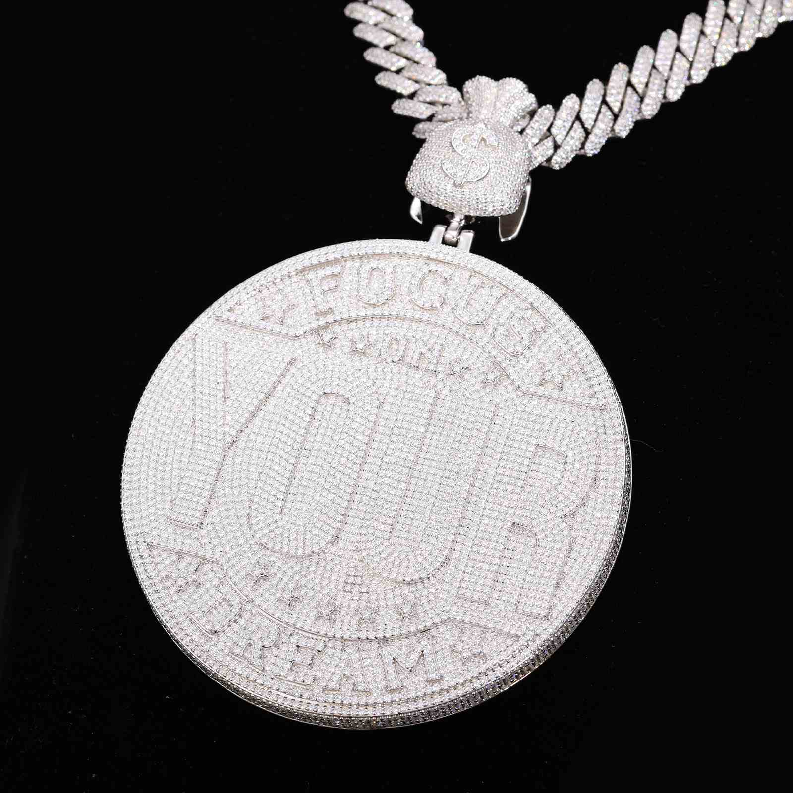 Letter Circle Pendant With Money Bag