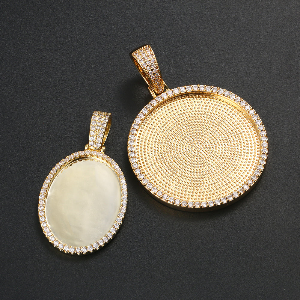 Custom Photo Round Pendant Iced Picture Frame Jewelry CZP0363