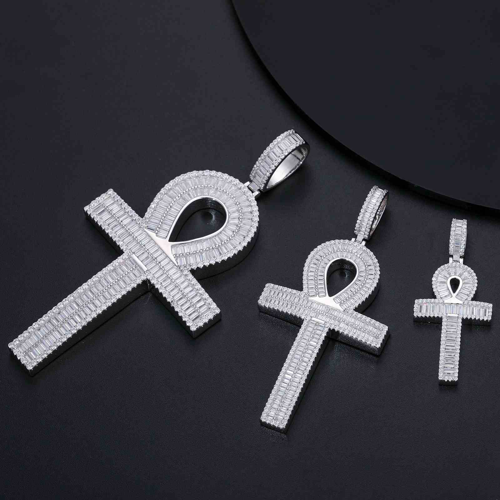 3 Size Baguette Ankh Cross Pendant