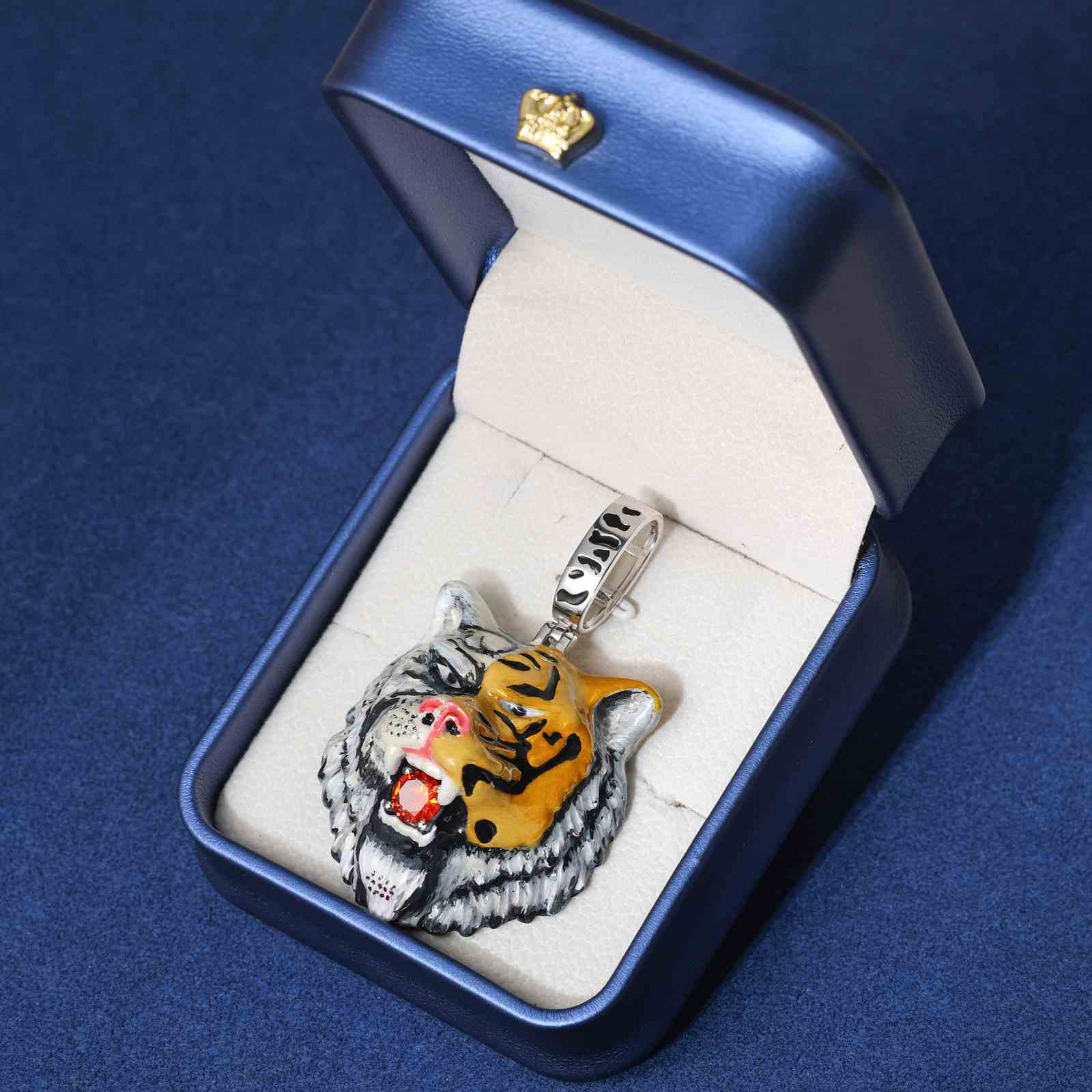 Enamel Double Fury Tiger Pendant