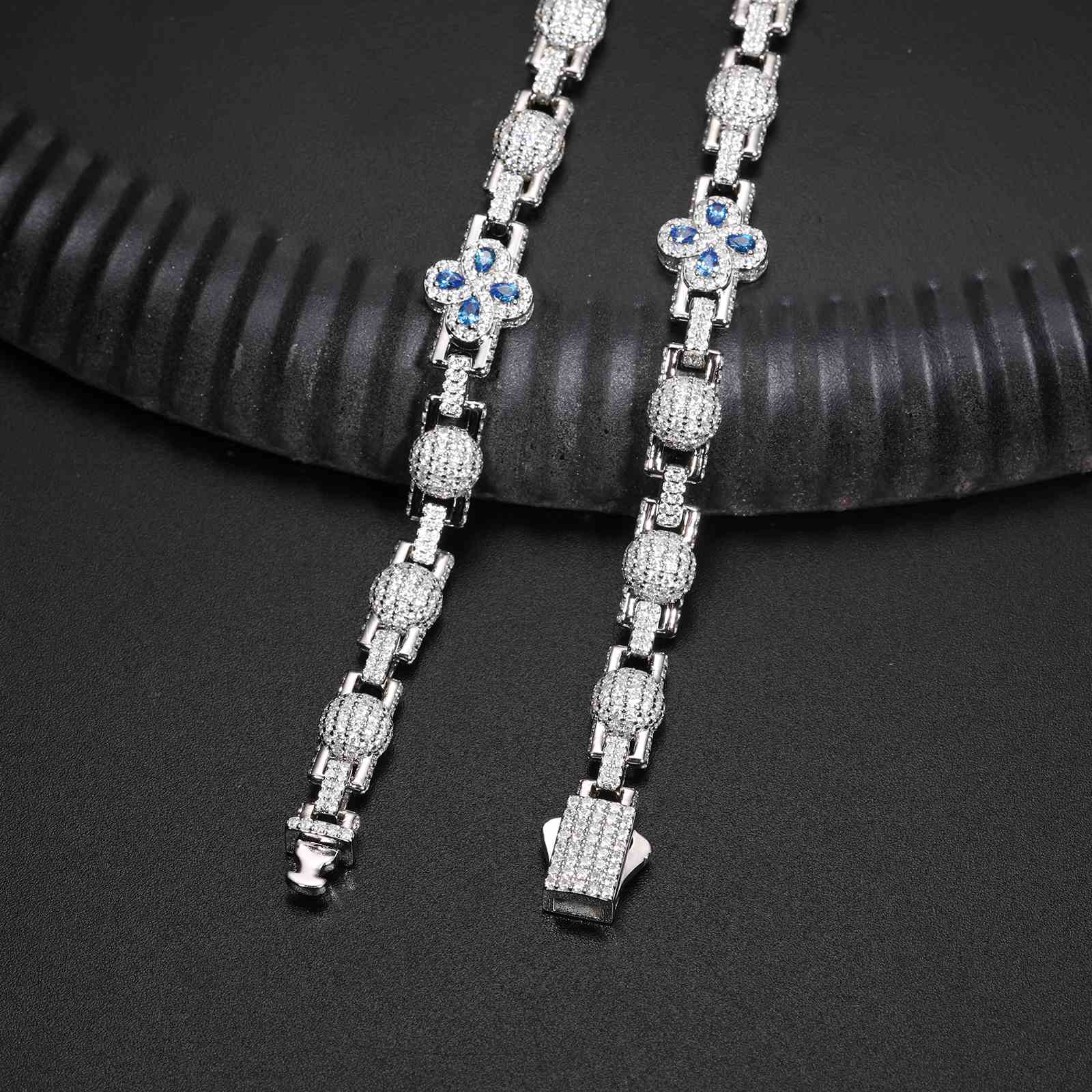 11mm Pear Cut CZ Four Leaf Clover Bracelet