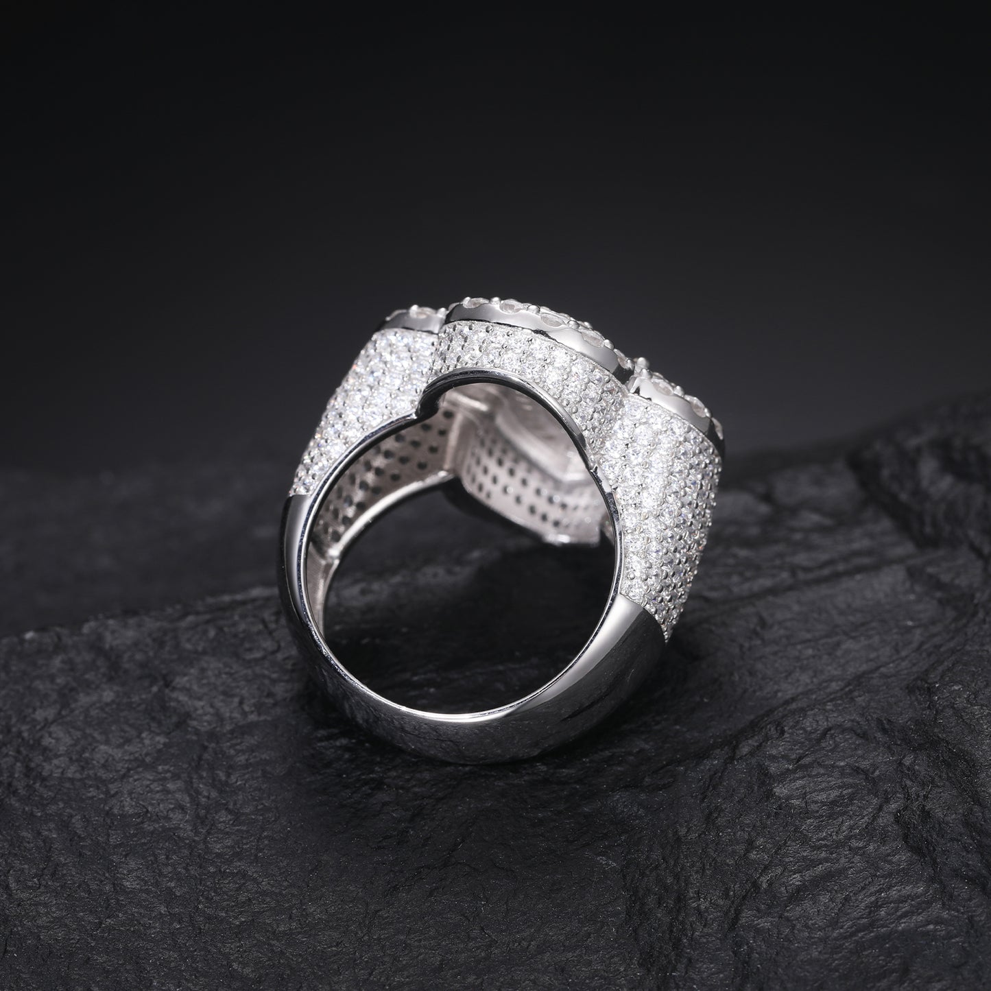 925 Silver Moissanite Pear Cut Clover Statement Ring TQR0319