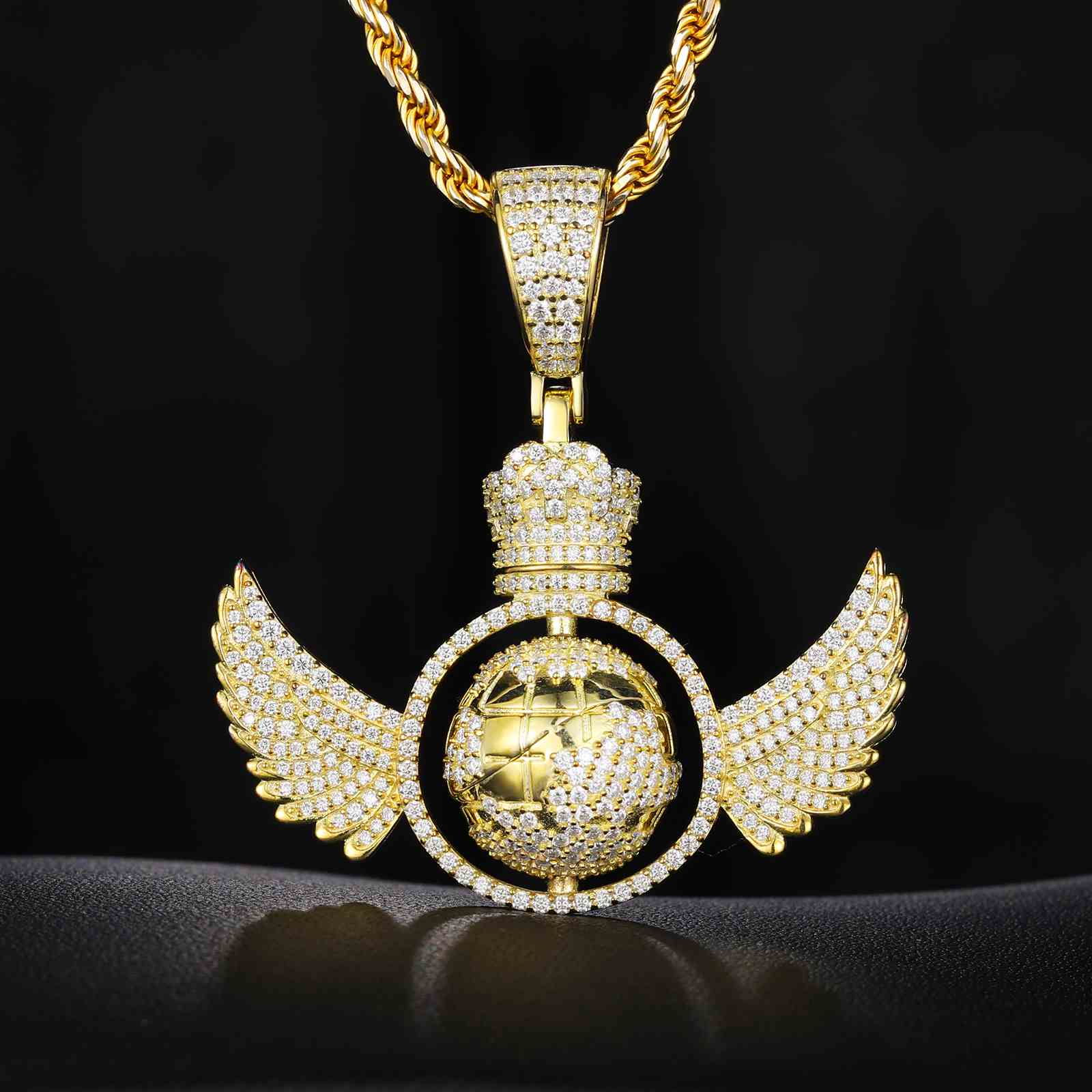 Rotating Globe Wing Pendant