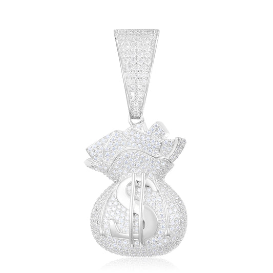 925 Silver Moissanite Money Bag Pendant TQP0274