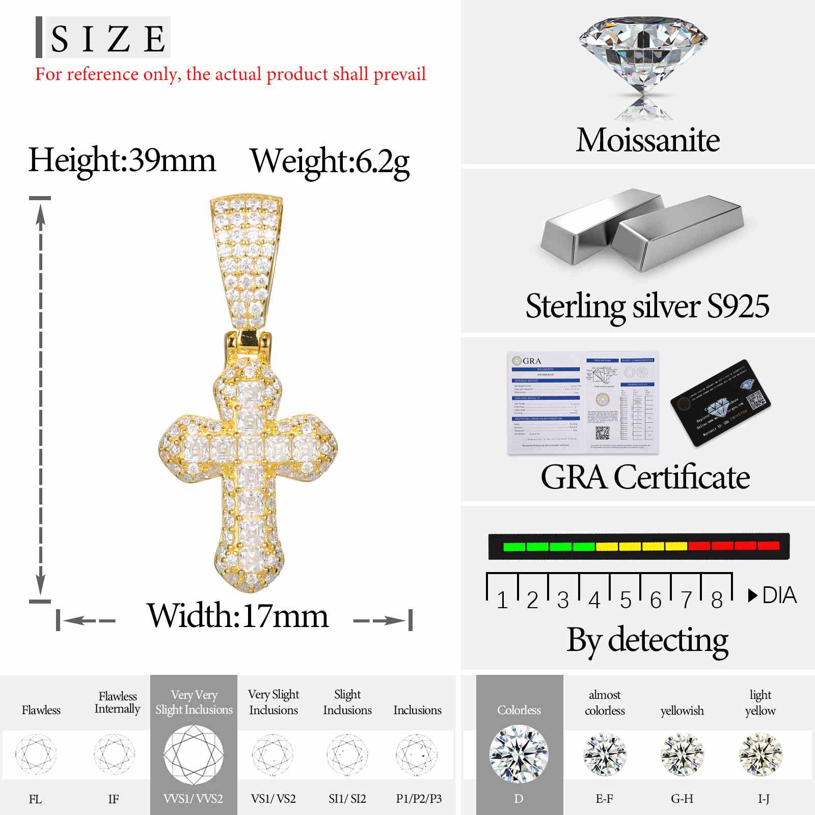 Micro Asscher Cut Cross Pendant