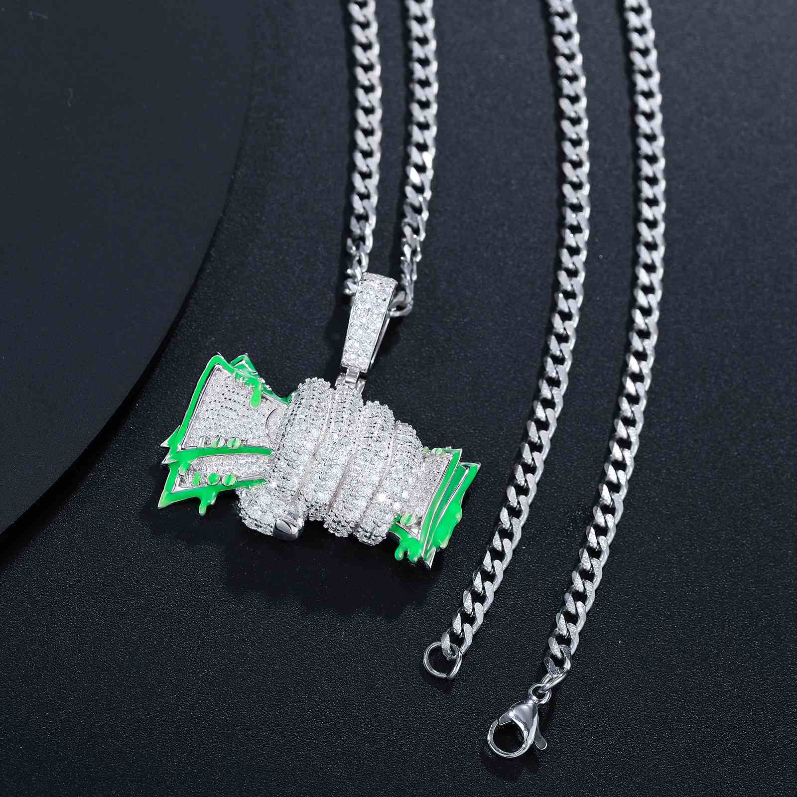 Glowing Fist Dollar Money Bag Pendant