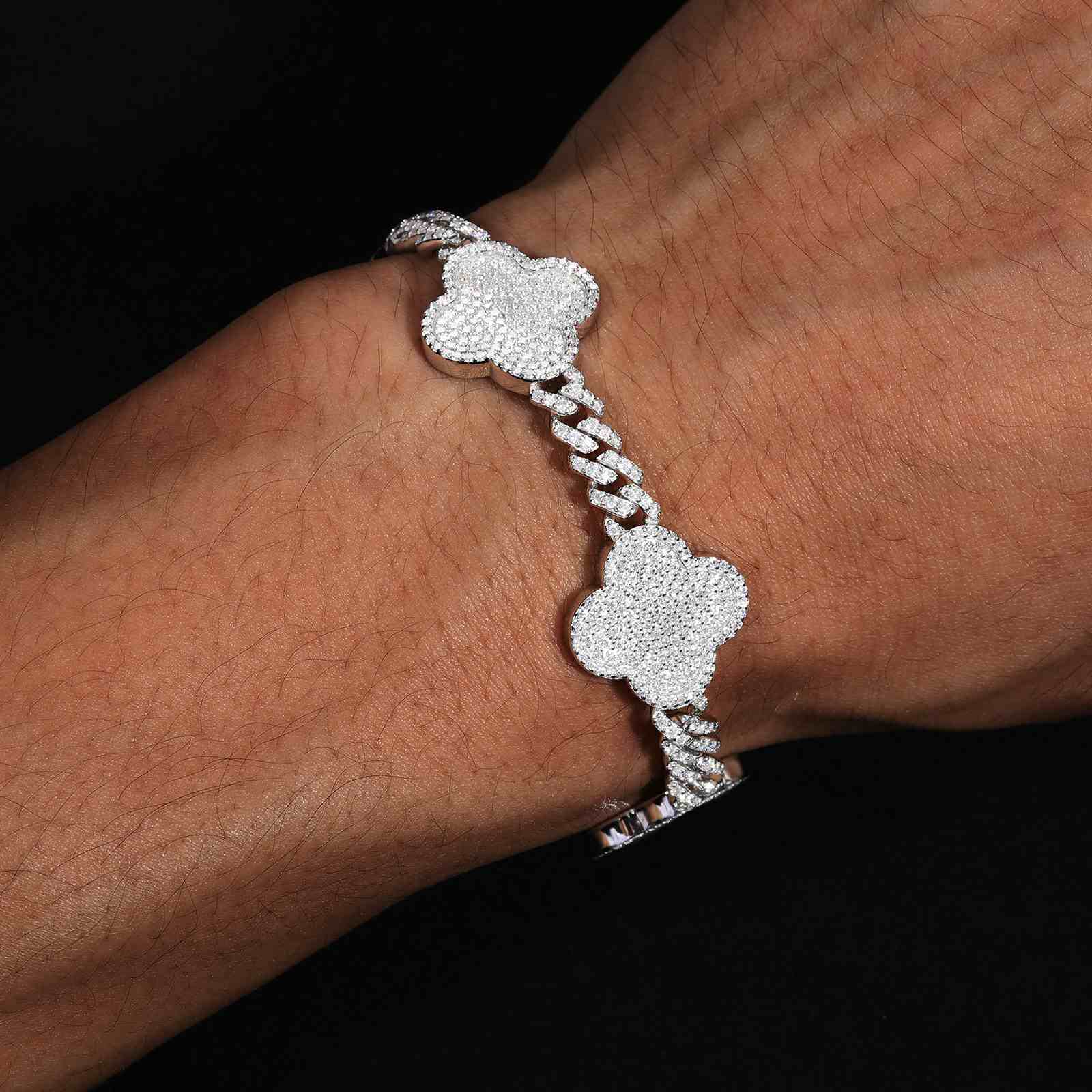 6mm Four Leaf Clover Cuban Link Bracelet