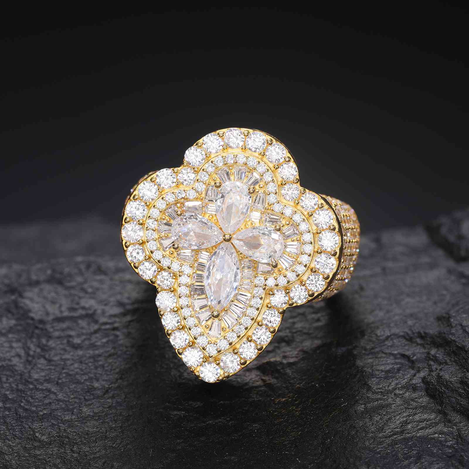 Pear Cut Clover Engagement Ring