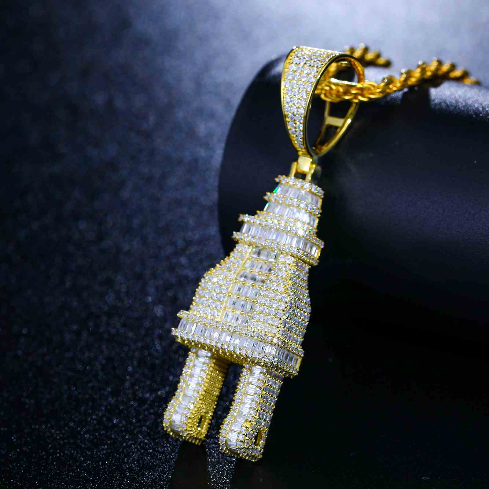 Iced Out Baguette Plug Pendant