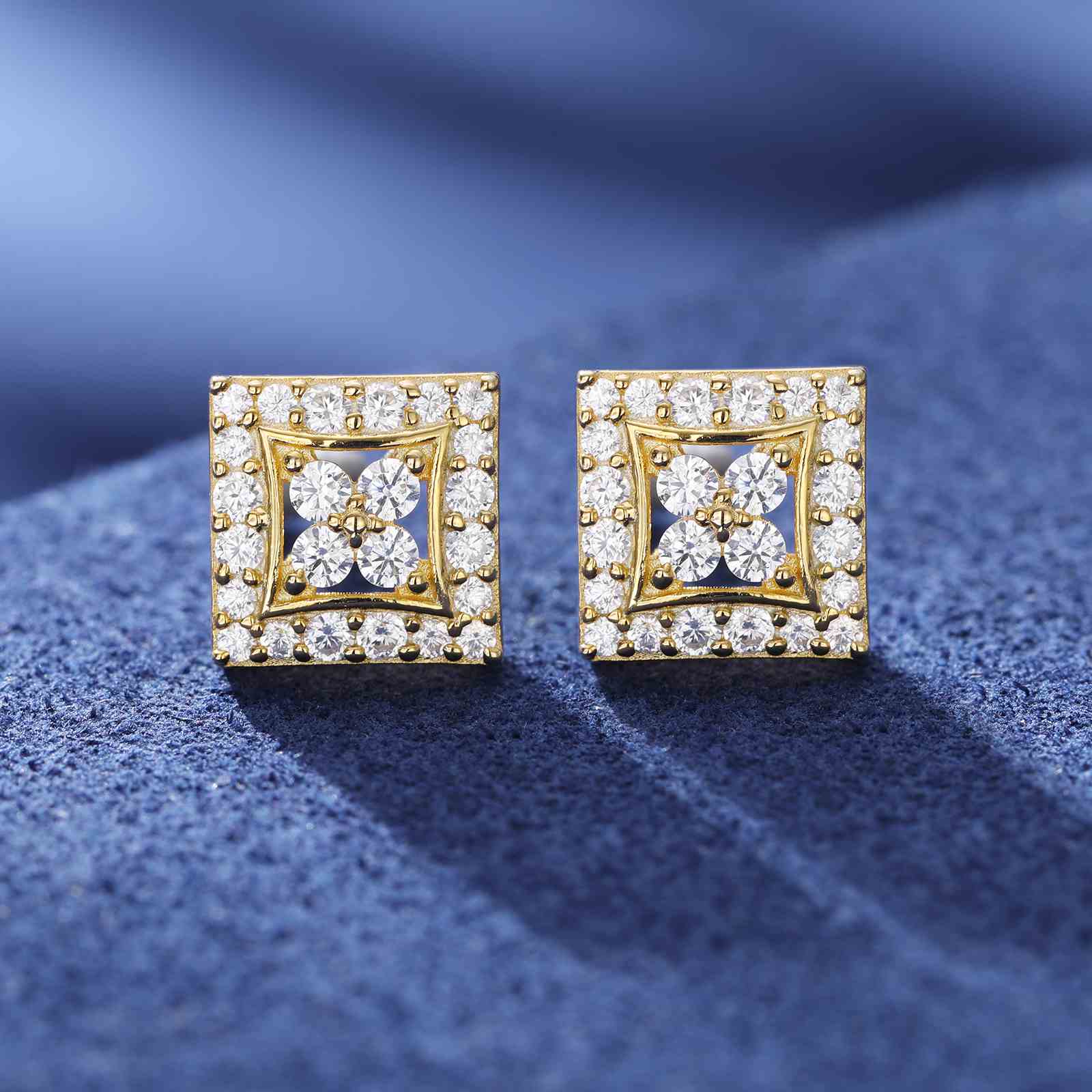 Four Leaf Clover Square Stud Earrings