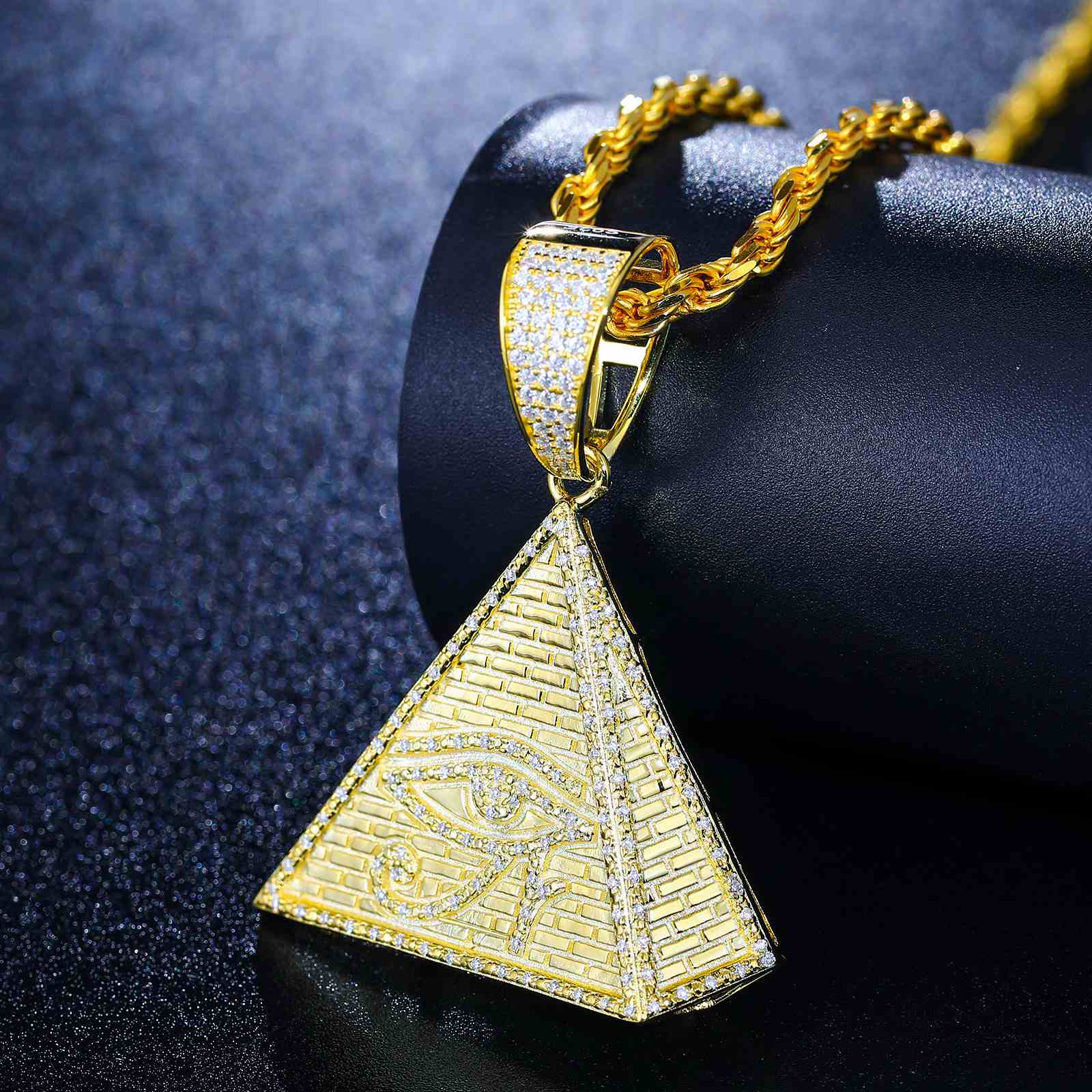 Pyramid Pendant With Evil Eye Pattern