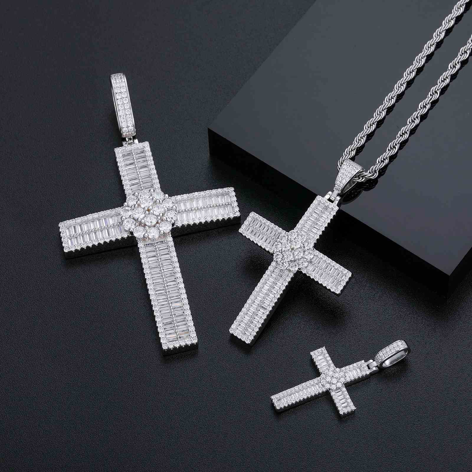 Micro Baguette Cross Pendant