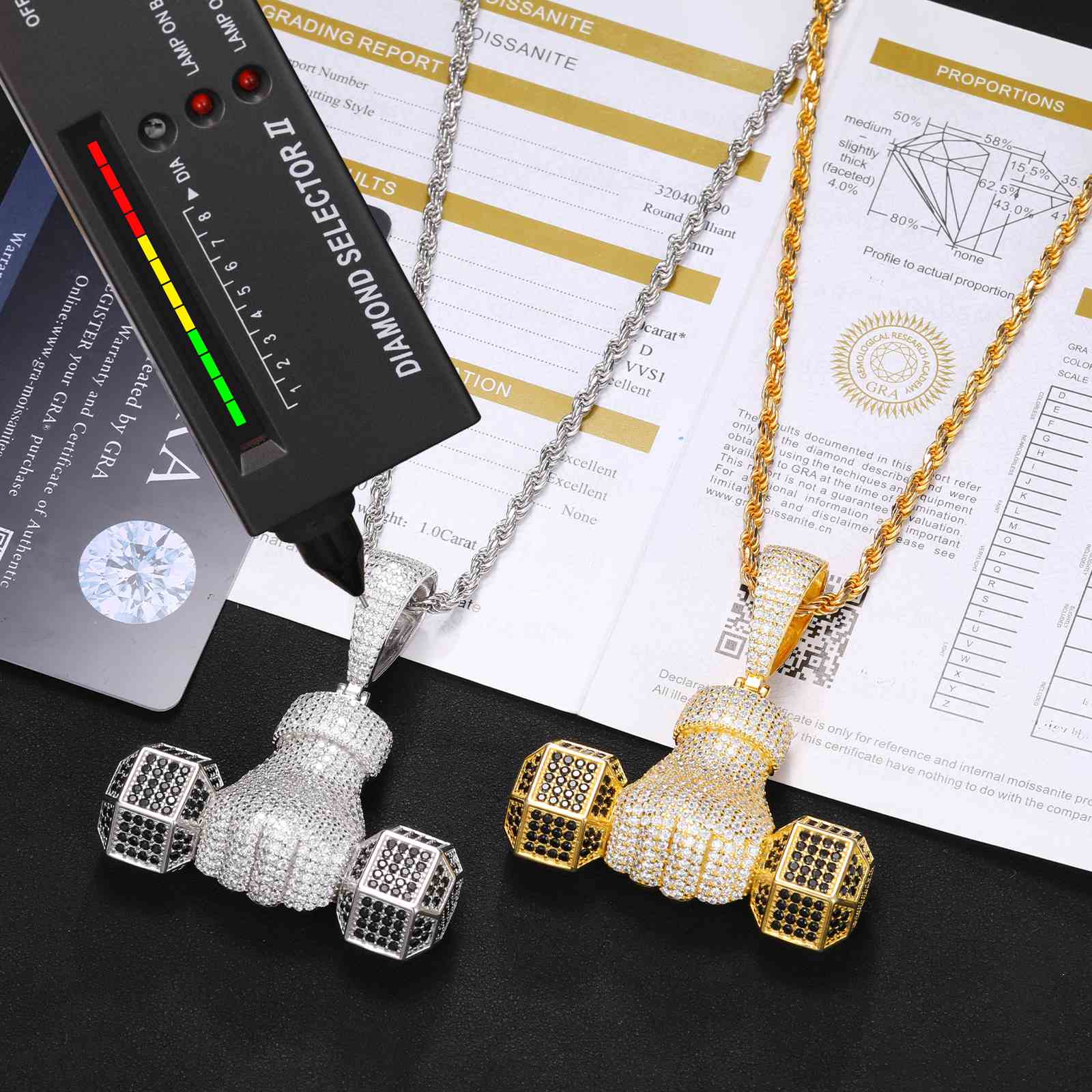 Iced Out Dumbbell Pendant