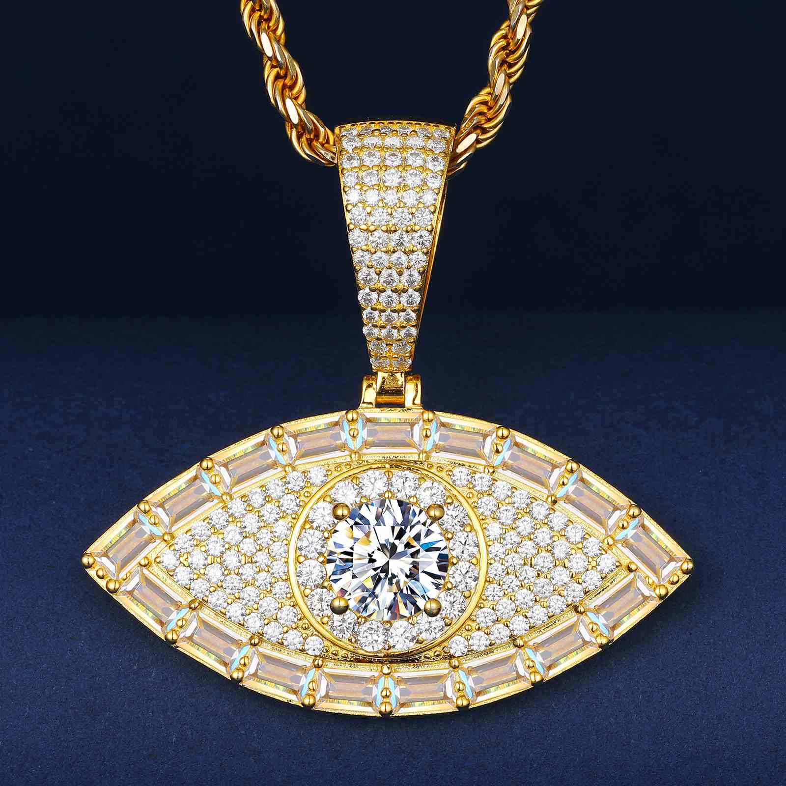 Baguette Evil Eye Pendant