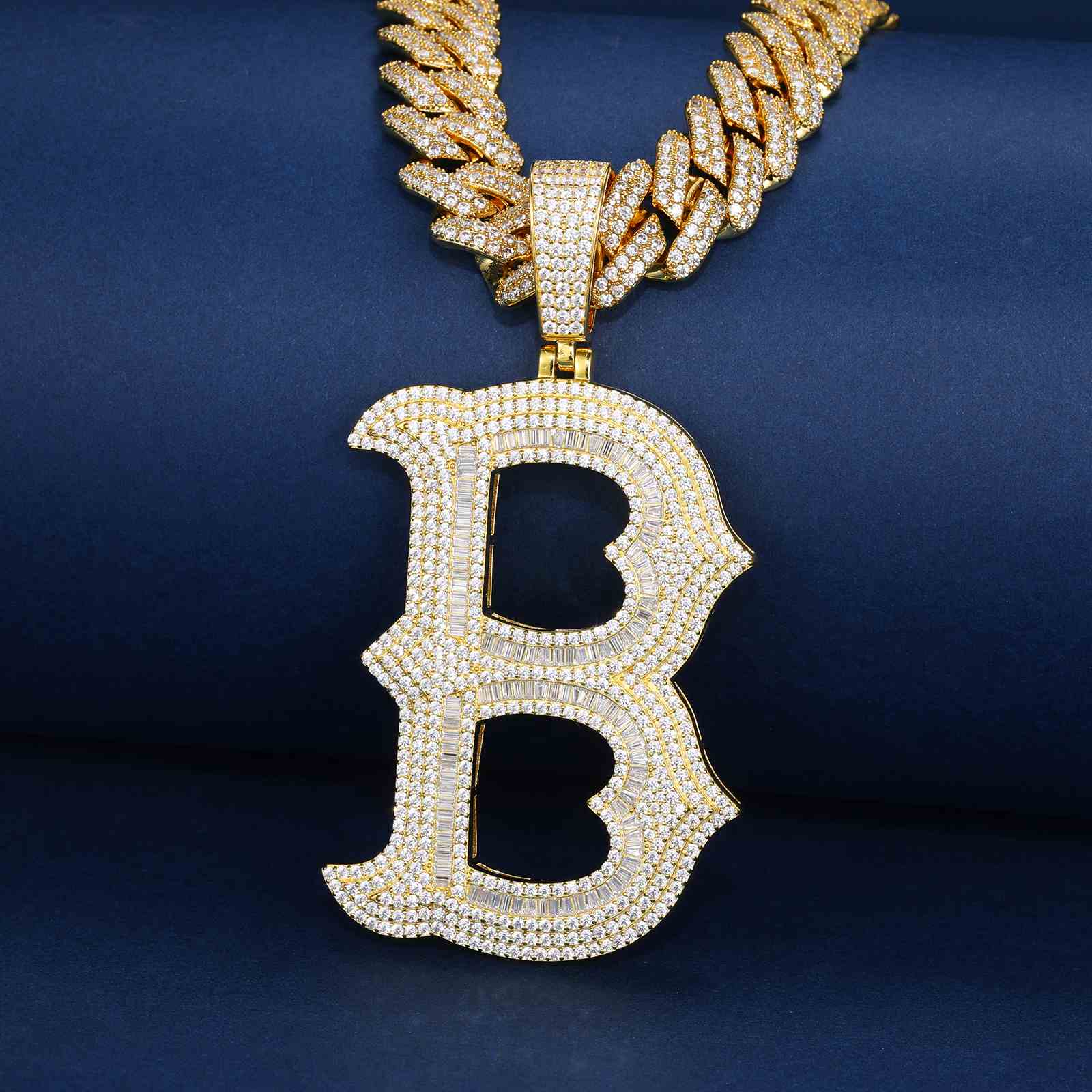 Big Size Baguette Diamond 26 Letters Pendant