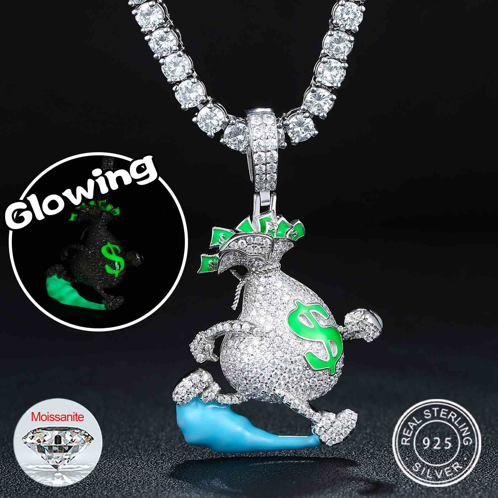 Glow In The Dark Money Bag Pendant