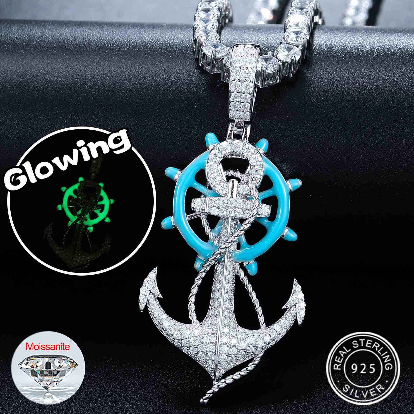 Glow In The Dark Rudder Anchor Pendant