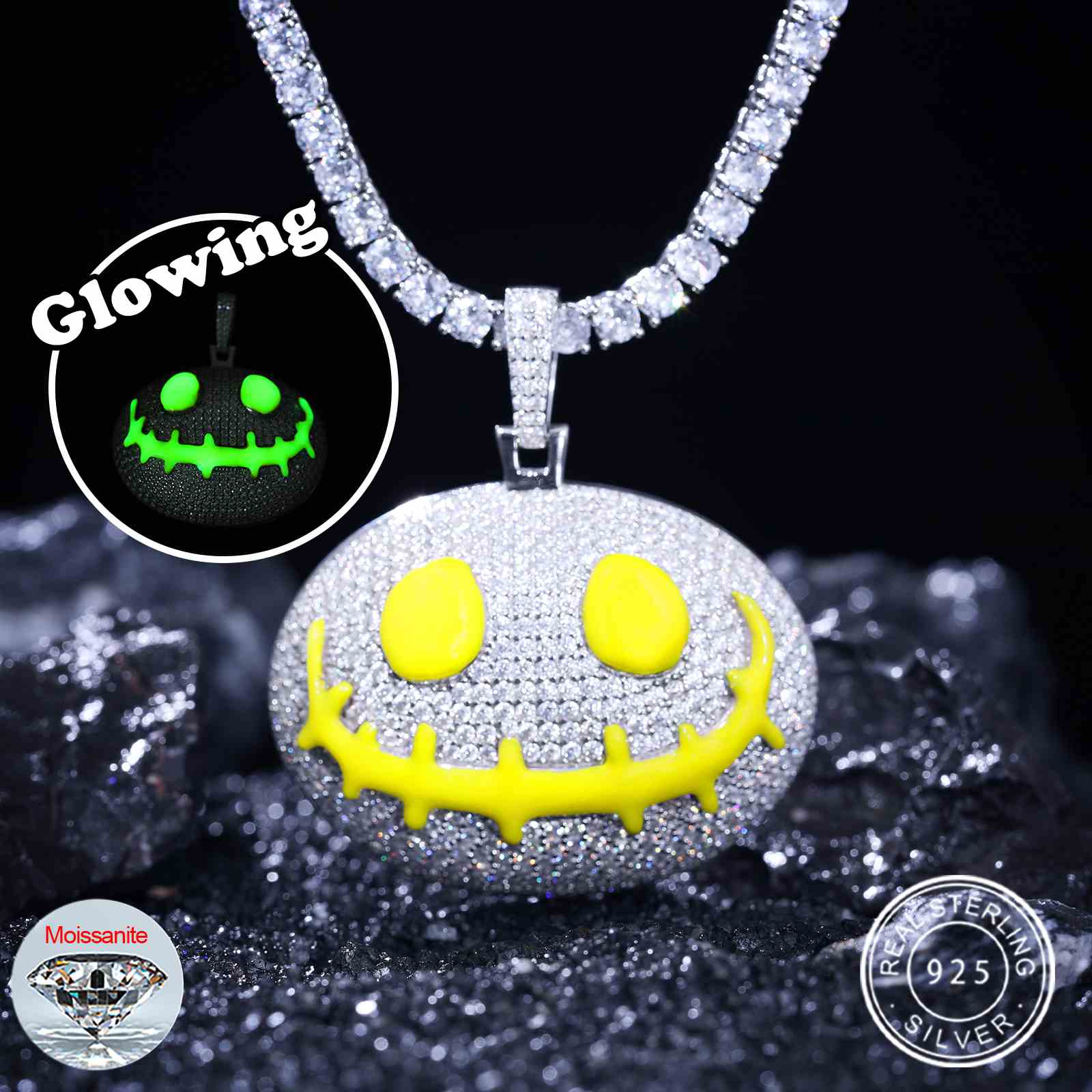 Glow In The Dark Halloween Doll Head Pendant