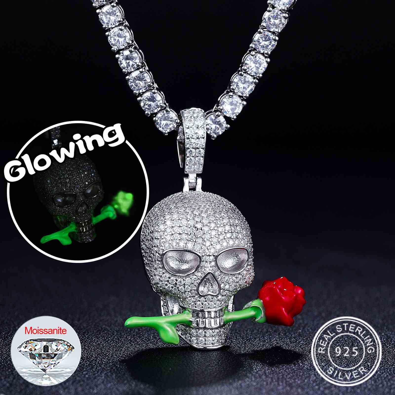 Glow In The Dark Rose Knight Pendant