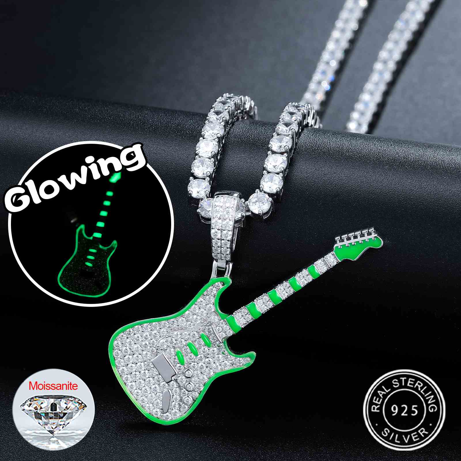 Glow In The Dark Guitar Pendant