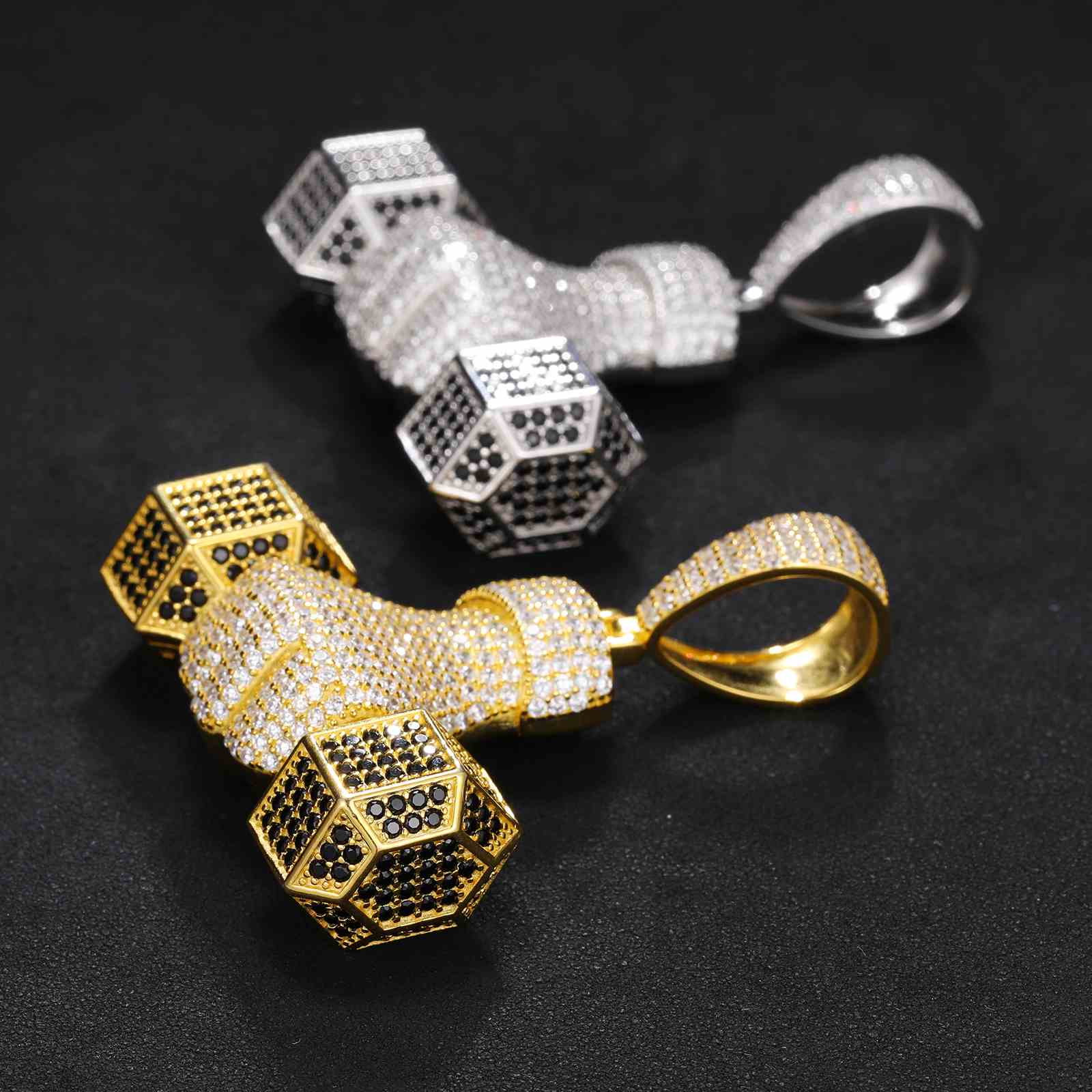 Iced Out Dumbbell Pendant