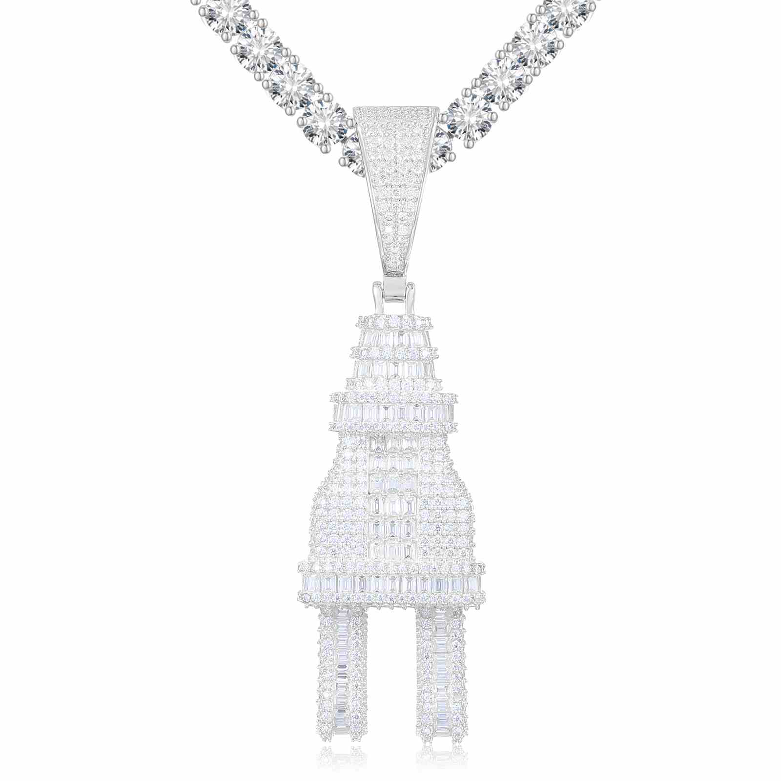 Iced Out Baguette Plug Pendant
