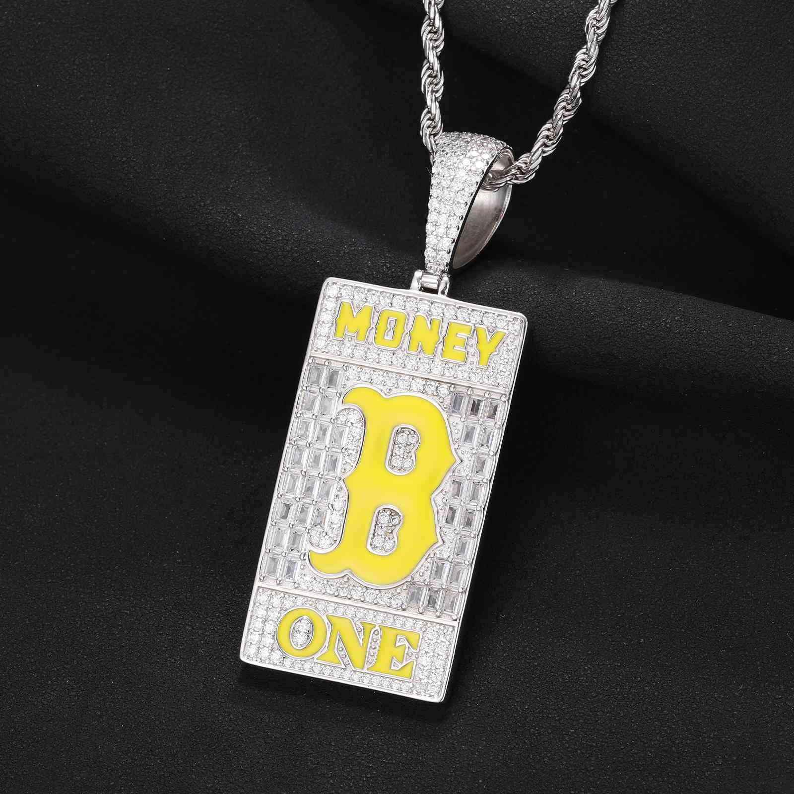 Baguette Tag Glowing Letter Pendant