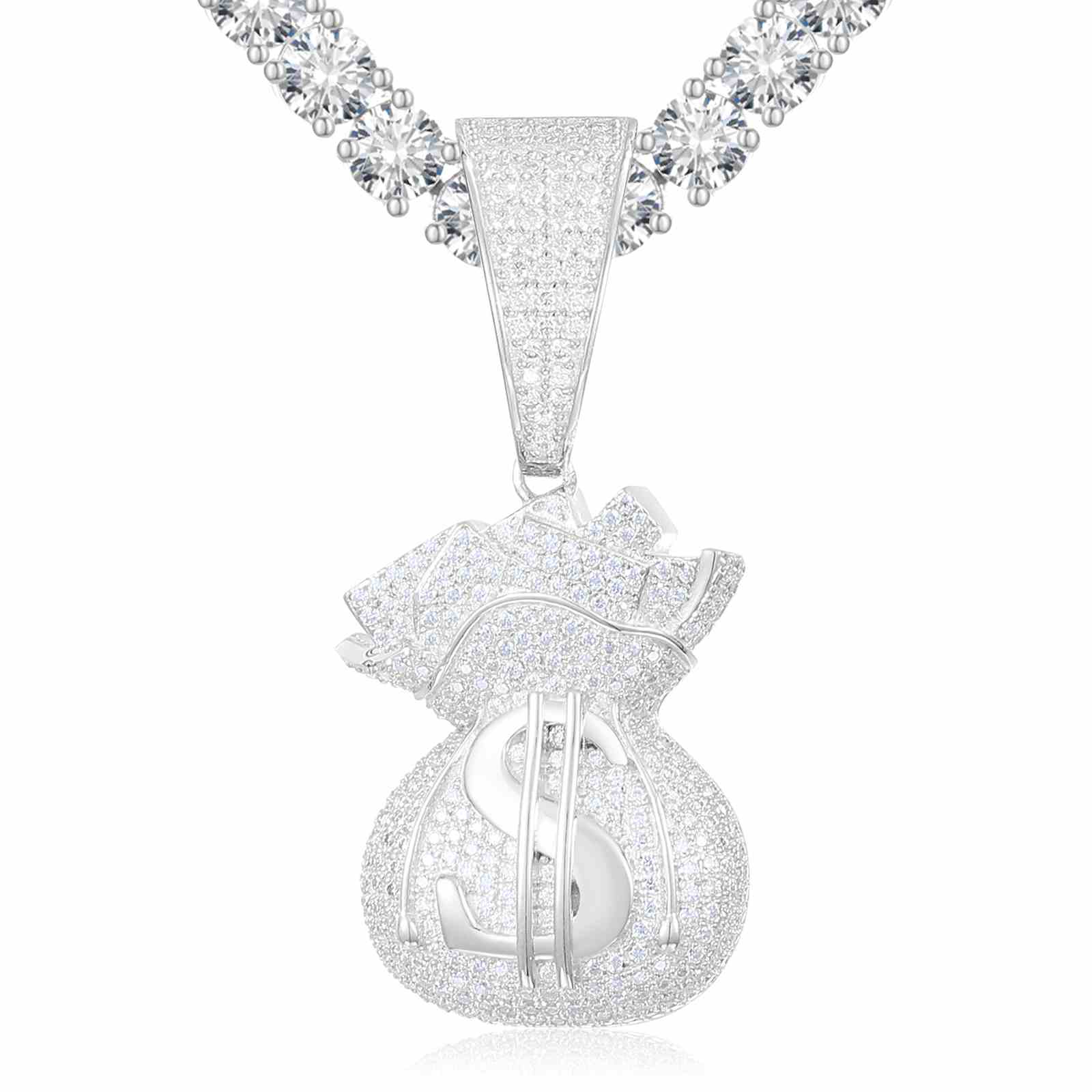 Iced Out Dollar Charm Pendant